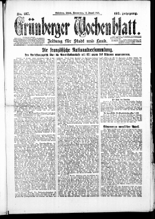 Grünberger Wochenblatt: Zeitung für Stadt und Land, No. 187. ( 12. August 1926 )