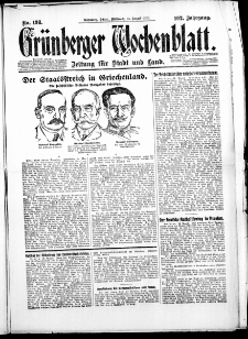 Grünberger Wochenblatt: Zeitung für Stadt und Land, No. 198. ( 25. August 1926 )