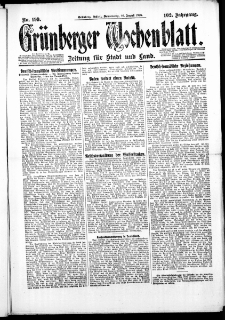 Grünberger Wochenblatt: Zeitung für Stadt und Land, No. 199. ( 26. August 1926 )