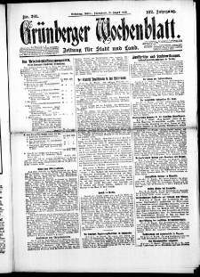 Grünberger Wochenblatt: Zeitung für Stadt und Land, No. 201. ( 28. August 1926 )