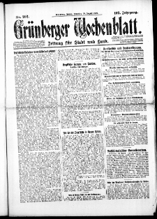 Grünberger Wochenblatt: Zeitung für Stadt und Land, No. 202. ( 29. August 1926 )
