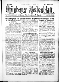Gr&uuml;nberger Wochenblatt: Zeitung f&uuml;r Stadt und Land, No. 208. ( 5. September 1926 )