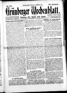 Grünberger Wochenblatt: Zeitung für Stadt und Land, No. 214. ( 12. September 1926 )