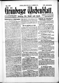 Grünberger Wochenblatt: Zeitung für Stadt und Land, No. 219. ( 18. September 1926 )