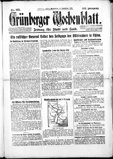 Grünberger Wochenblatt: Zeitung für Stadt und Land, No. 225. ( 25. September 1926 )