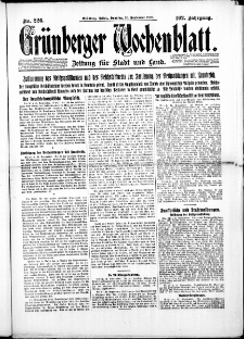 Gr&uuml;nberger Wochenblatt: Zeitung f&uuml;r Stadt und Land, No. 226. ( 26. September 1926 )