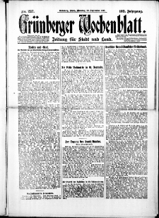 Gr&uuml;nberger Wochenblatt: Zeitung f&uuml;r Stadt und Land, No. 227. ( 28. September 1926 )