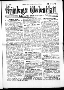 Gr&uuml;nberger Wochenblatt: Zeitung f&uuml;r Stadt und Land, No. 244. ( 17. Oktober 1926 )