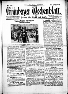 Grünberger Wochenblatt: Zeitung für Stadt und Land, No. 257. ( 2. November 1926 )