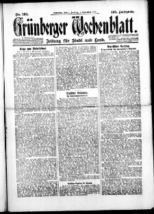 Grünberger Wochenblatt: Zeitung für Stadt und Land, No. 257. ( 2. November 1926 )