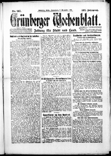 Grünberger Wochenblatt: Zeitung für Stadt und Land, No. 267. ( 13. November 1926 )