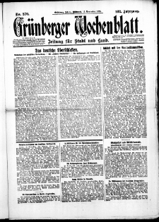 Gr&uuml;nberger Wochenblatt: Zeitung f&uuml;r Stadt und Land, No. 270. ( 17. November 1926 )