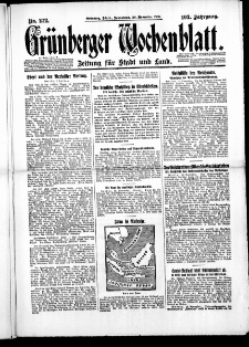 Grünberger Wochenblatt: Zeitung für Stadt und Land, No. 272. ( 20. November 1926 )