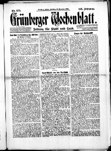 Gr&uuml;nberger Wochenblatt: Zeitung f&uuml;r Stadt und Land, No. 273. ( 21. November 1926 )