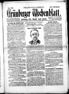 Grünberger Wochenblatt: Zeitung für Stadt und Land, No. 278. ( 27. November 1926 )