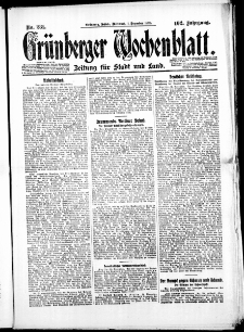 Gr&uuml;nberger Wochenblatt: Zeitung f&uuml;r Stadt und Land, No. 281. ( 1. Dezember 1926 )