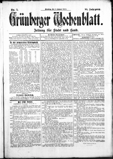 Grünberger Wochenblatt: Zeitung für Stadt und Land, No. 2. (4 .Januar 1910)