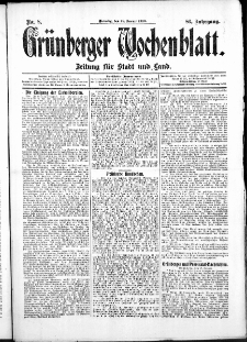 Grünberger Wochenblatt: Zeitung für Stadt und Land, No. 8. (18. Januar 1910)