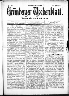 Grünberger Wochenblatt: Zeitung für Stadt und Land, No. 10. (22. Januar 1910)