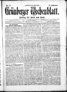 Grünberger Wochenblatt: Zeitung für Stadt und Land, No. 22. (19. Februar 1910)