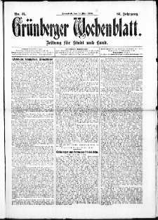 Grünberger Wochenblatt: Zeitung für Stadt und Land, No. 31. (12. März 1910)