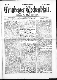 Grünberger Wochenblatt: Zeitung für Stadt und Land, No. 34. (19. März 1910)