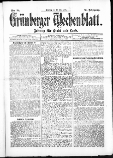 Grünberger Wochenblatt: Zeitung für Stadt und Land, No. 35. (22. März 1910)