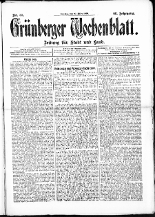 Grünberger Wochenblatt: Zeitung für Stadt und Land, No. 37. (27. März 1910)
