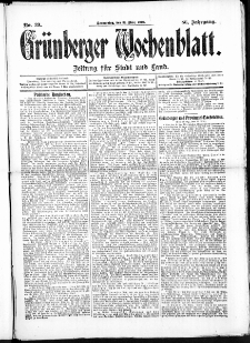 Grünberger Wochenblatt: Zeitung für Stadt und Land, No. 39. (31. März 1910)