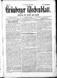 Grünberger Wochenblatt: Zeitung für Stadt und Land, No. 41. (5. April 1910)