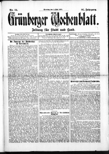 Grünberger Wochenblatt: Zeitung für Stadt und Land, No. 53. (3. Mai 1910)