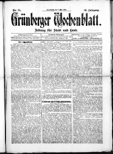 Grünberger Wochenblatt: Zeitung für Stadt und Land, No. 55. (7. Mai 1910)