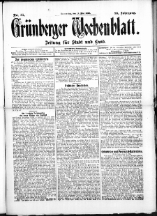 Grünberger Wochenblatt: Zeitung für Stadt und Land, No. 57. (12. Mai 1910)