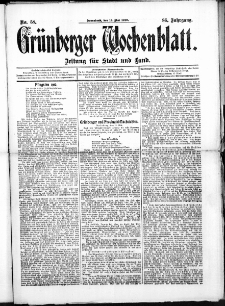 Grünberger Wochenblatt: Zeitung für Stadt und Land, No. 58. (14. Mai 1910)