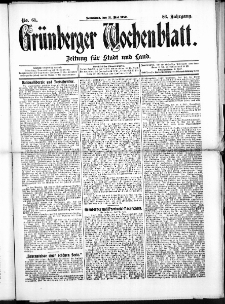 Grünberger Wochenblatt: Zeitung für Stadt und Land, No. 61. (21. Mai 1910)