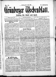 Grünberger Wochenblatt: Zeitung für Stadt und Land, No. 62. (24. Mai 1910)