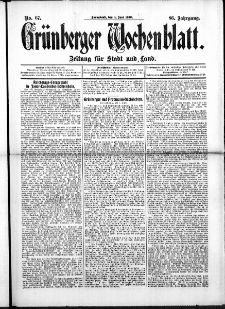 Grünberger Wochenblatt: Zeitung für Stadt und Land, No. 67. (4. Juni 1910)