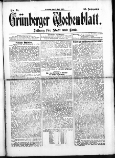 Grünberger Wochenblatt: Zeitung für Stadt und Land, No. 68. (7. Juni 1910)