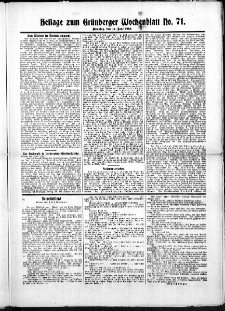 Grünberger Wochenblatt: Zeitung für Stadt und Land, No. 71. (14. Juni 1910)