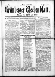Grünberger Wochenblatt: Zeitung für Stadt und Land, No. 77. (28. Juni 1910)