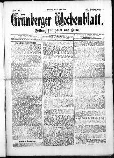 Grünberger Wochenblatt: Zeitung für Stadt und Land, No. 80. (5. Juli 1910)