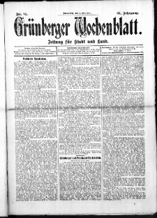 Grünberger Wochenblatt: Zeitung für Stadt und Land, No. 81. (7. Juli 1910)