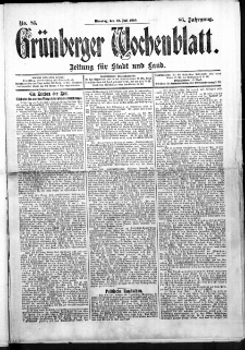 Grünberger Wochenblatt: Zeitung für Stadt und Land, No. 83. (12. Juli 1910)