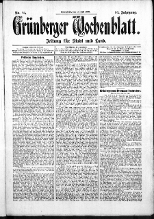 Grünberger Wochenblatt: Zeitung für Stadt und Land, No. 85. (16. Juli 1910)