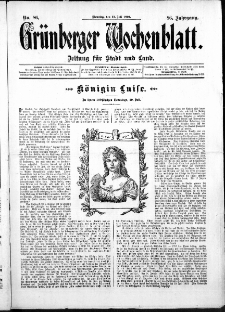 Grünberger Wochenblatt: Zeitung für Stadt und Land, No. 86. (19. Juli 1910)