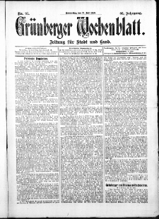 Grünberger Wochenblatt: Zeitung für Stadt und Land, No. 87. (21. Juli 1910)