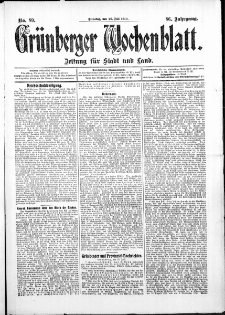 Grünberger Wochenblatt: Zeitung für Stadt und Land, No. 89. (26. Juli 1910)