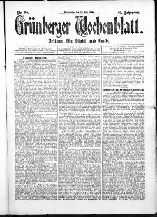 Grünberger Wochenblatt: Zeitung für Stadt und Land, No. 90. (28. Juli 1910)