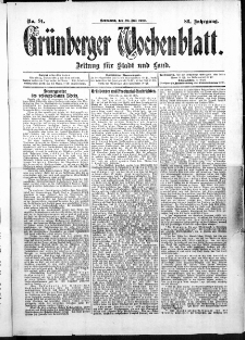 Grünberger Wochenblatt: Zeitung für Stadt und Land, No. 91. (30. Juli 1910)