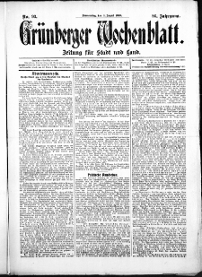 Grünberger Wochenblatt: Zeitung für Stadt und Land, No. 93. (4. August 1910)
